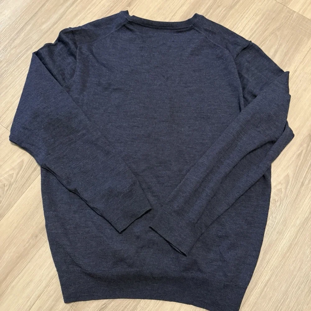 Polo Ralph Lauren sweater Mens XL Washable Merino Wool V Neck Blue knit pullover